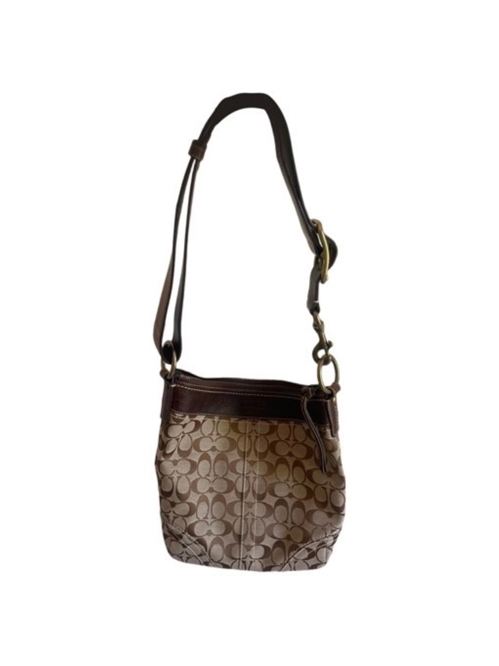 Coach Brown Signature Monogram Crossbody Shoulder Bag